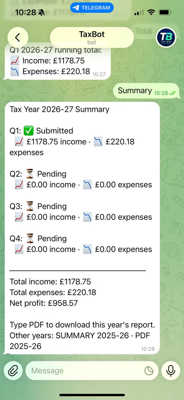 TaxBot full year summary